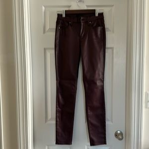 WHBM Burgundy High Rise Skinny Leather Pants Size 2